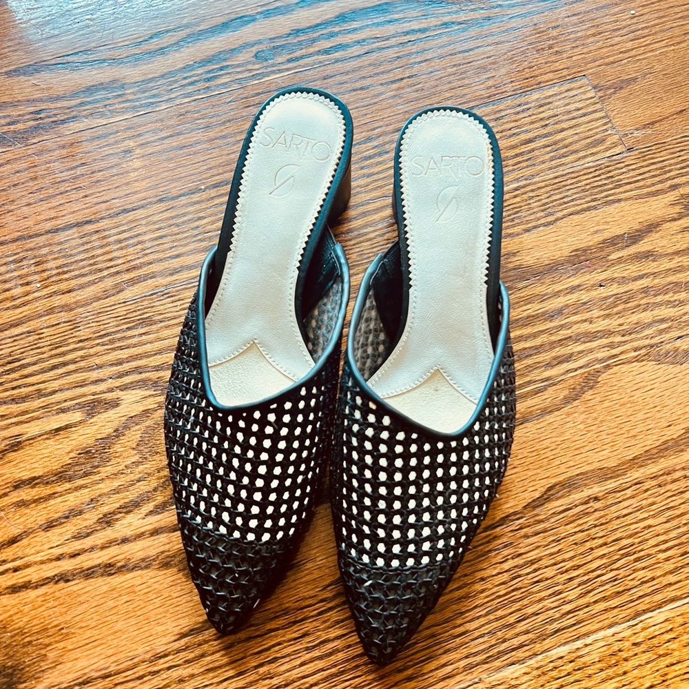 SARTO By Franco Sarto Black and White Mules